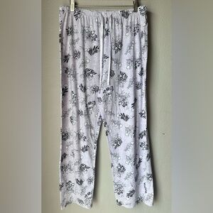 Nautica Sleepwear Purple Floral Leaves Cotton Pajama Pants Womens Size Large